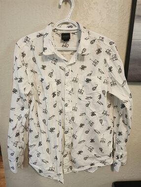 Fantastic Beasts Button Down Mens Medium Hot Topic Black And White Graphics